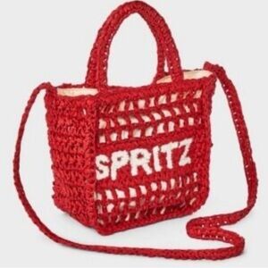 red Universal Thread crochet mini tote bag with "SPRITZ NWT crossbody bag